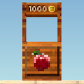 A shop selling apples for 1,000 gold coins each in an older version of the game. (Platinum coins have since been introduced.)
