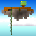 A floating island with mango tree and vines